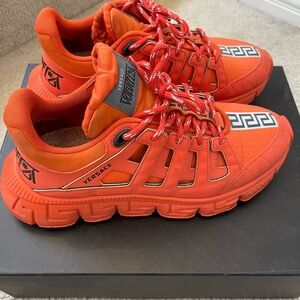 Versace Orange Trigreca Monogram Sneakers size US 9, EU 42 Made in Italy